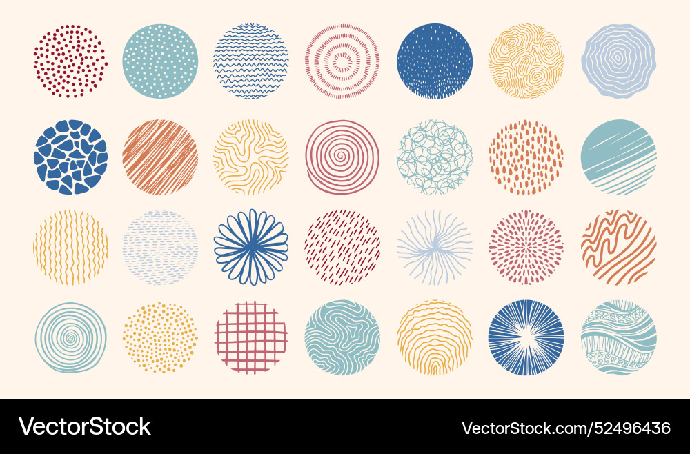 Round abstract colored set hand drawn doodle Round abstract colored set hand drawn doodle vector image