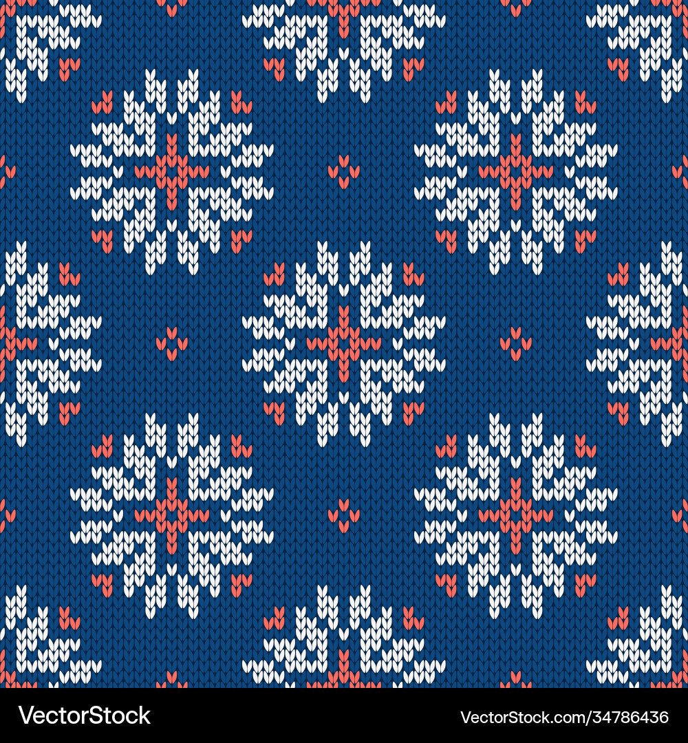 Scandinavian Knitted Snowflake Pattern vector image