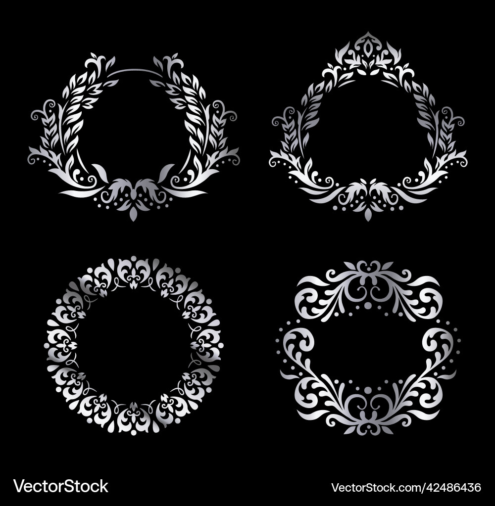 Silver vintage premium framing luxury round Silver vintage premium framing luxury round vector image