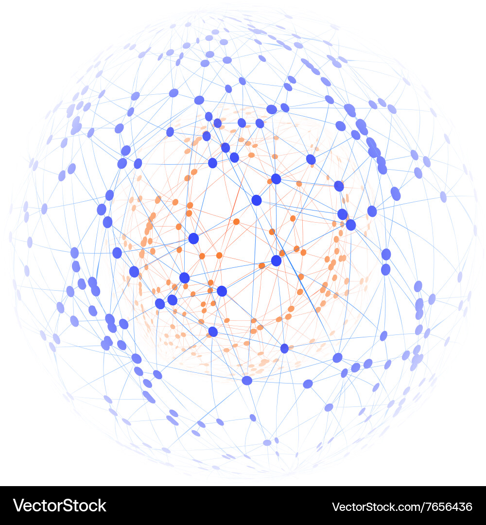 Sphere with connected lines and dots wireframe vector image