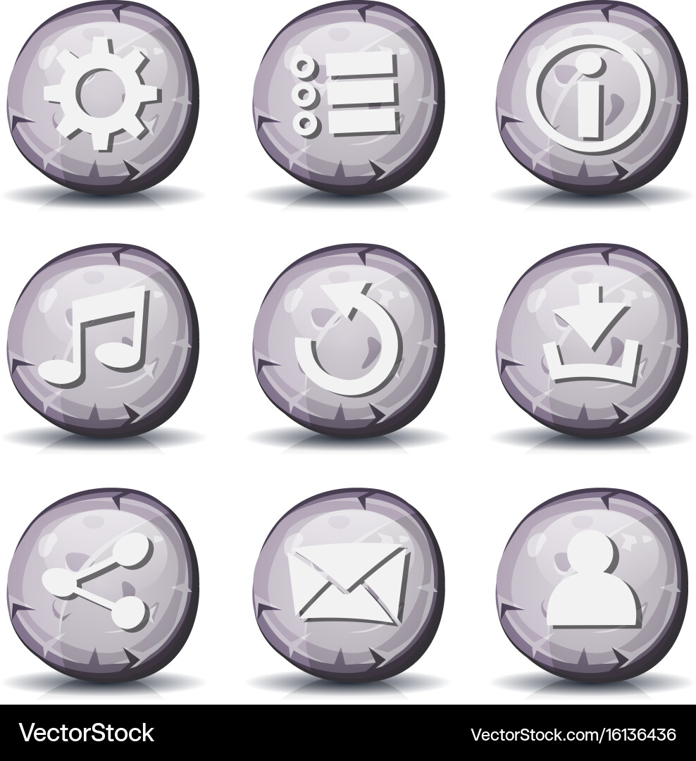 Stone and rock icons for ui game Vector Image