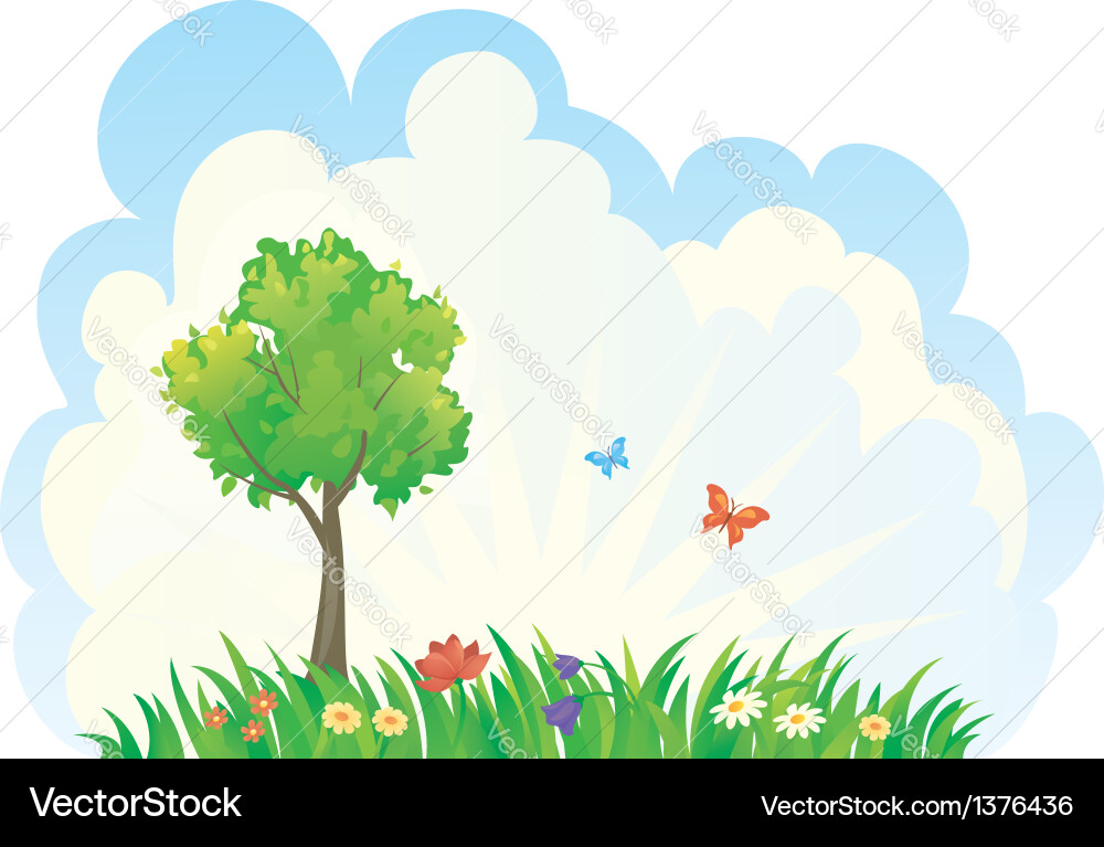 Summer Green Tree Landscape Royalty Free Vector Image