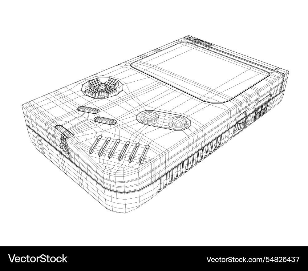 A portable wireframe game console in on white A portable wireframe game console in on white vector image