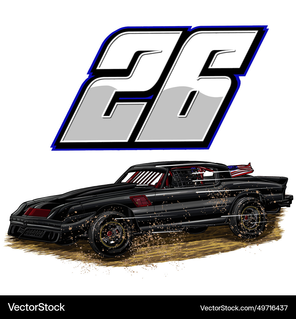 Black drag race with white strip Royalty Free Vector Image