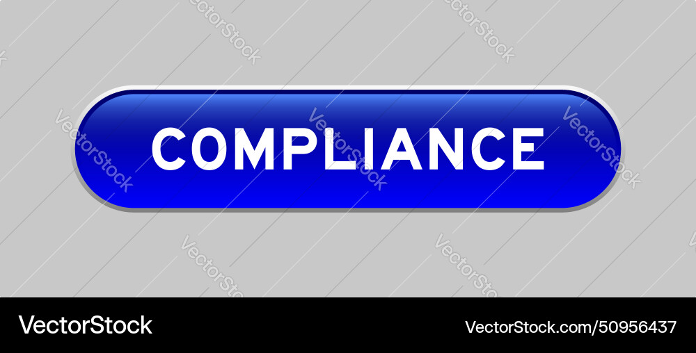 Blue color capsule shape button with word vector image