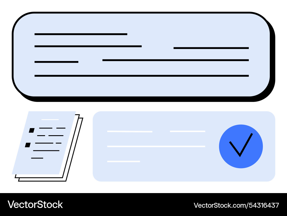 Checklist with completed items and stack of papers Checklist with completed items and stack of papers Vector Image