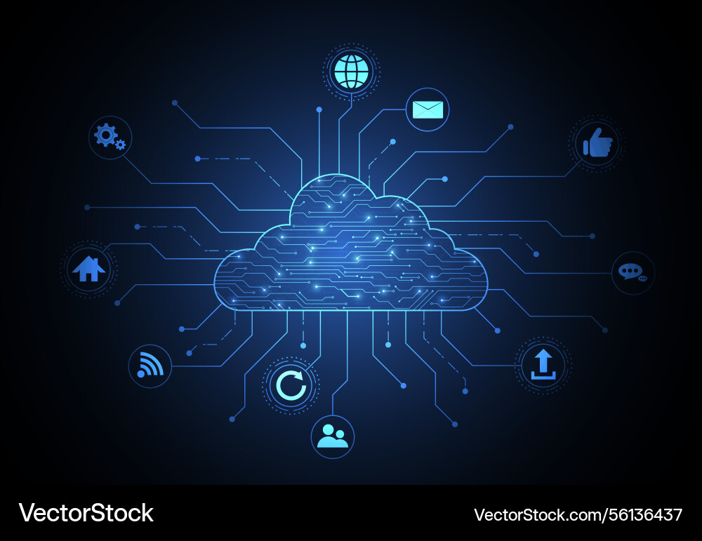 Cloud networking computing connection Cloud networking computing connection vector image