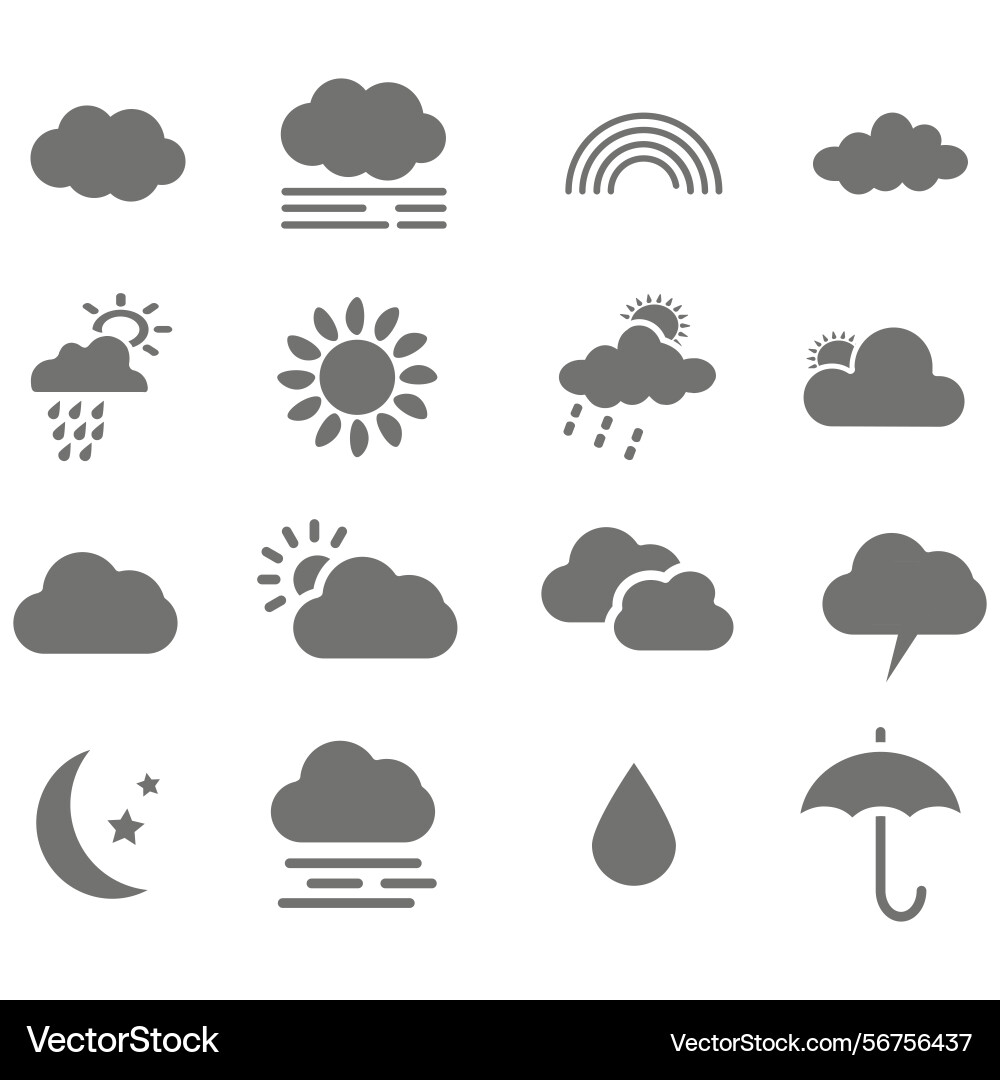 Clouds icons set of in different form Vector Image