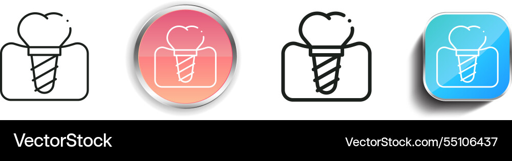 Implant icon thin linear regular and button style Implant icon thin linear regular and button style vector image