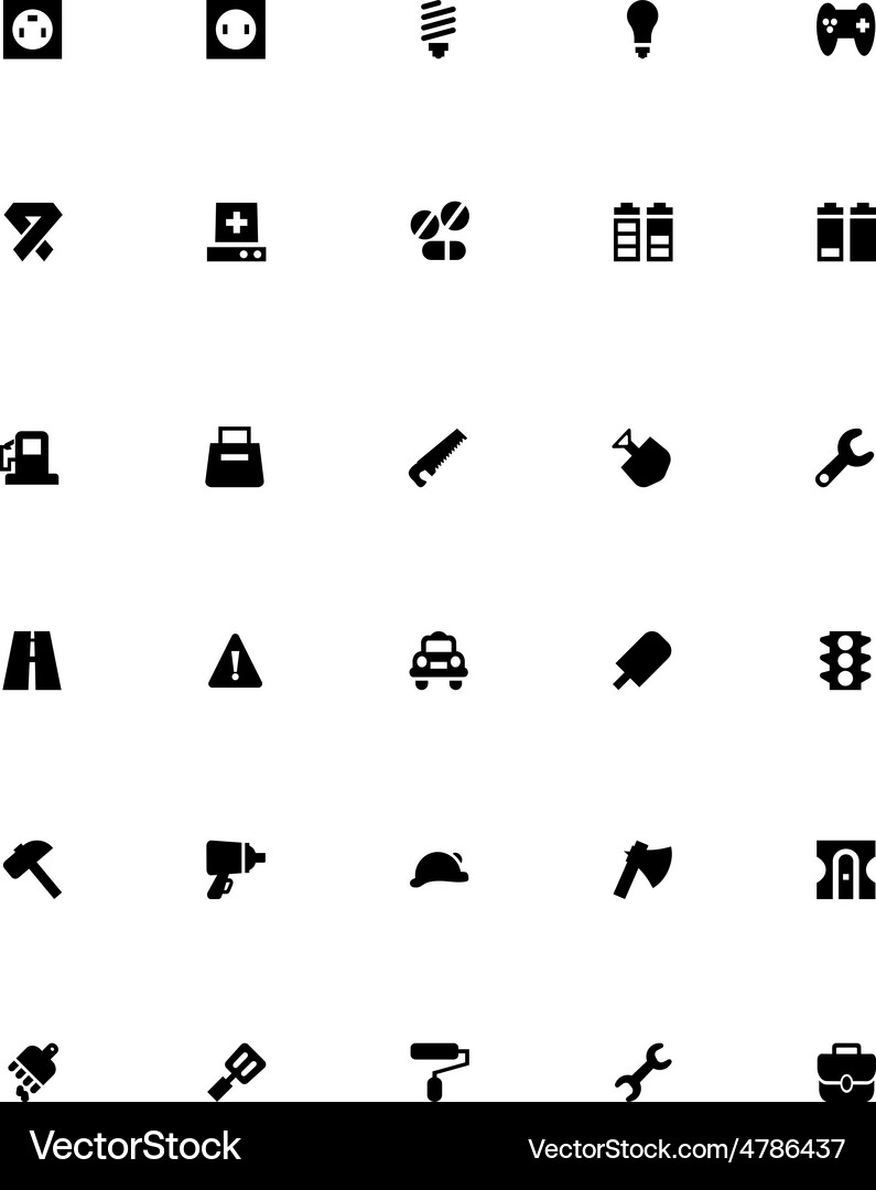 Mini Icons Set - Tools & Utilities Vector Image