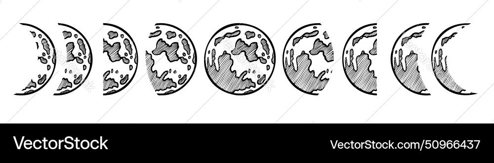 Moon phases set of full luna Moon phases set of full luna vector image