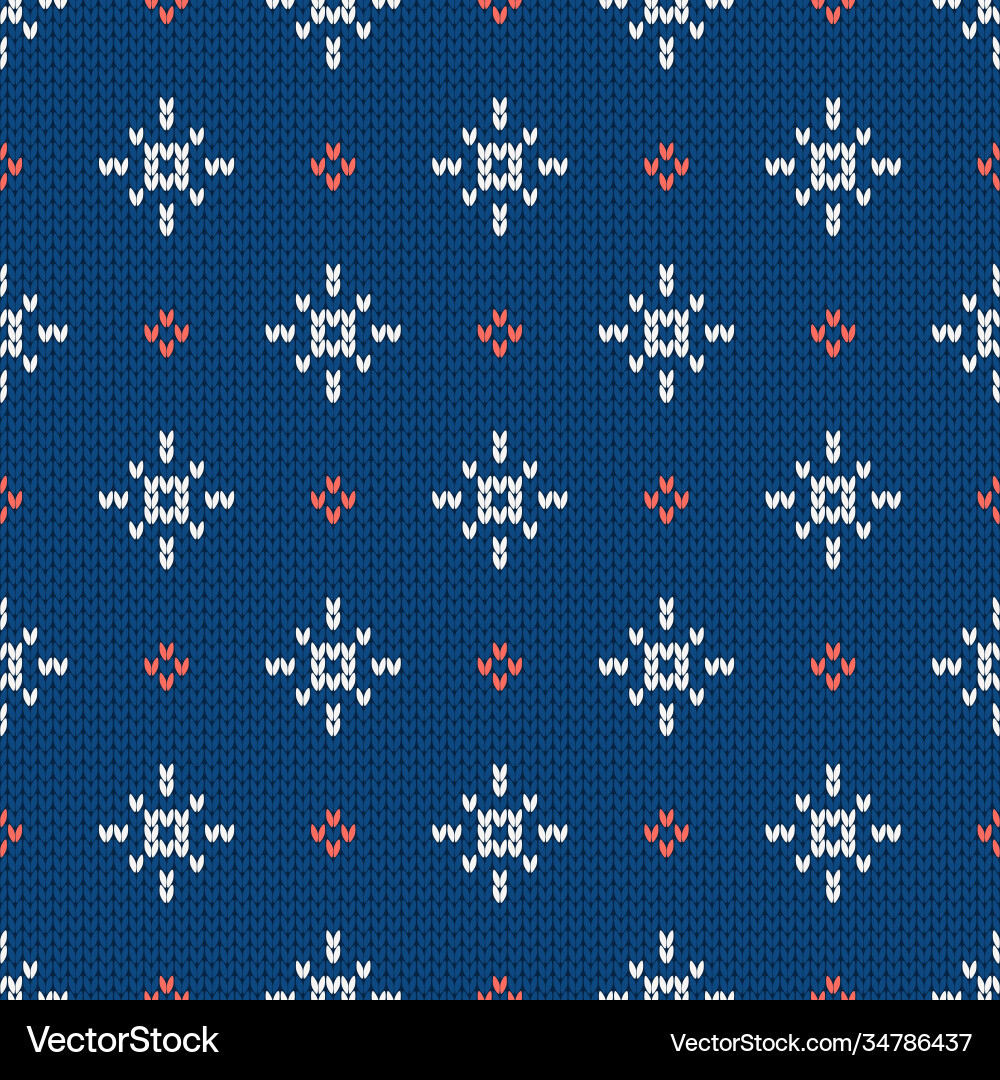 Scandinavian Knitted Snowflake Pattern vector image