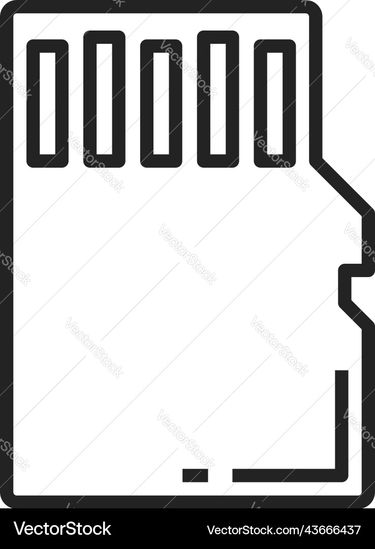 Sd memory card isolated outline linear icon Sd memory card isolated outline linear icon Vector Image