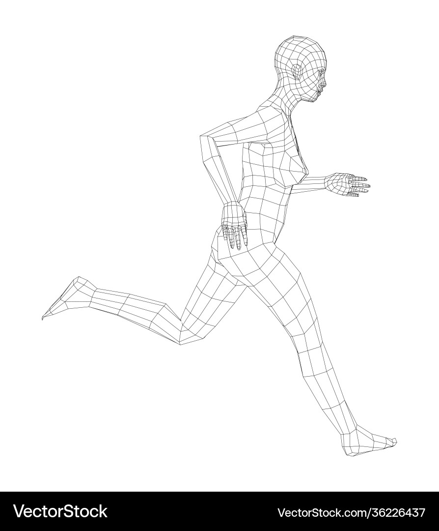 Wireframe Running Figure vector image
