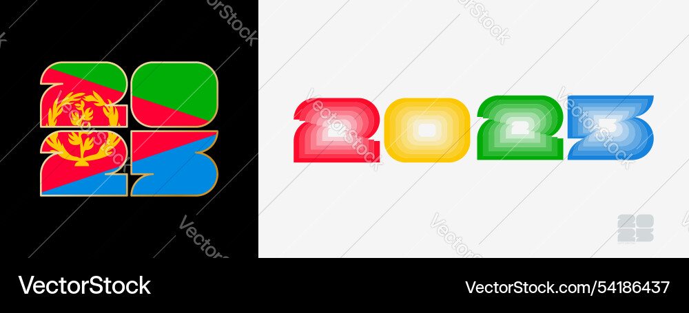 Year 2025 with flag of eritrea and in color vector image
