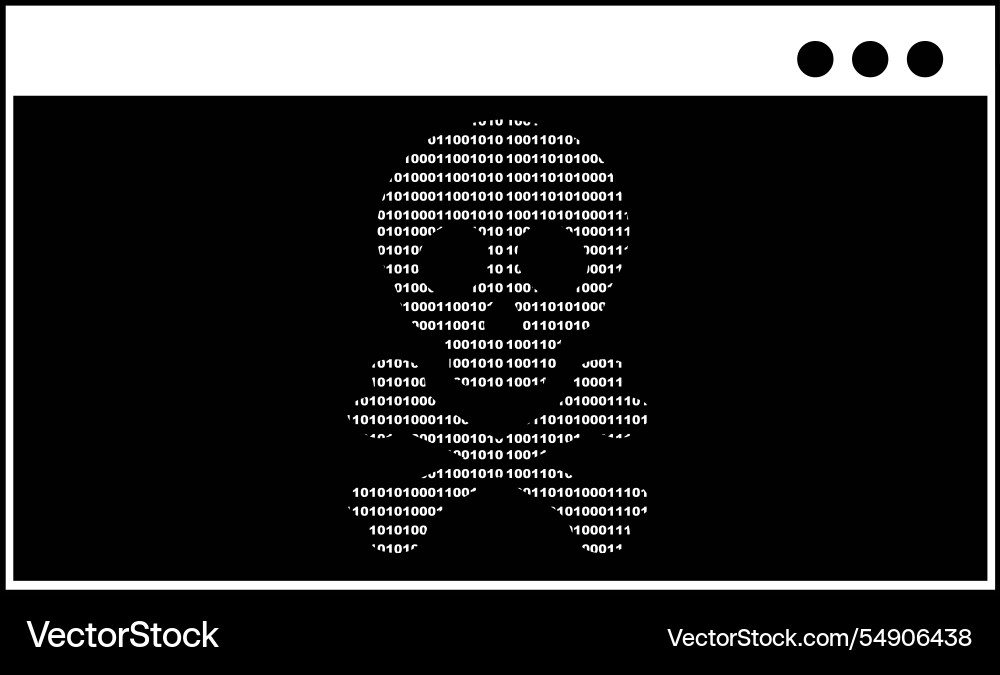 Black and white skull cmd binary code Black and white skull cmd binary code Vector Image