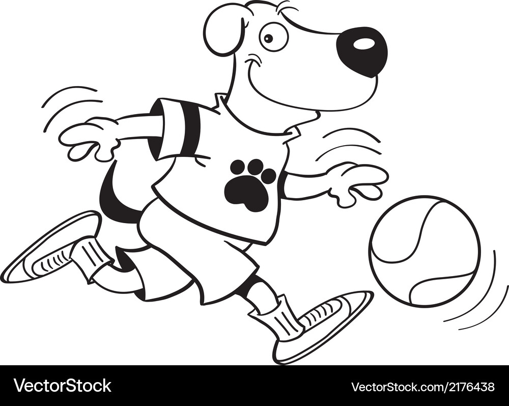 Cartoon Dog Dribbling Basketball Vector Image