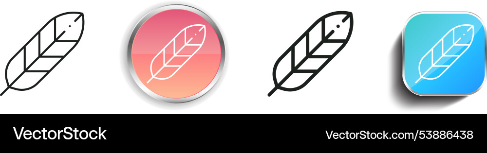 Feather icon thin linear regular and button style vector image