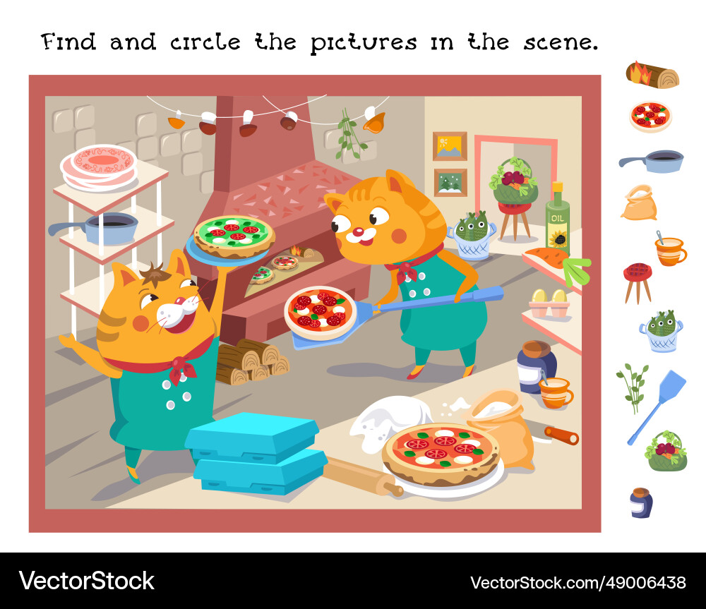 Find and circle hidden objects educational game Find and circle hidden objects educational game vector image