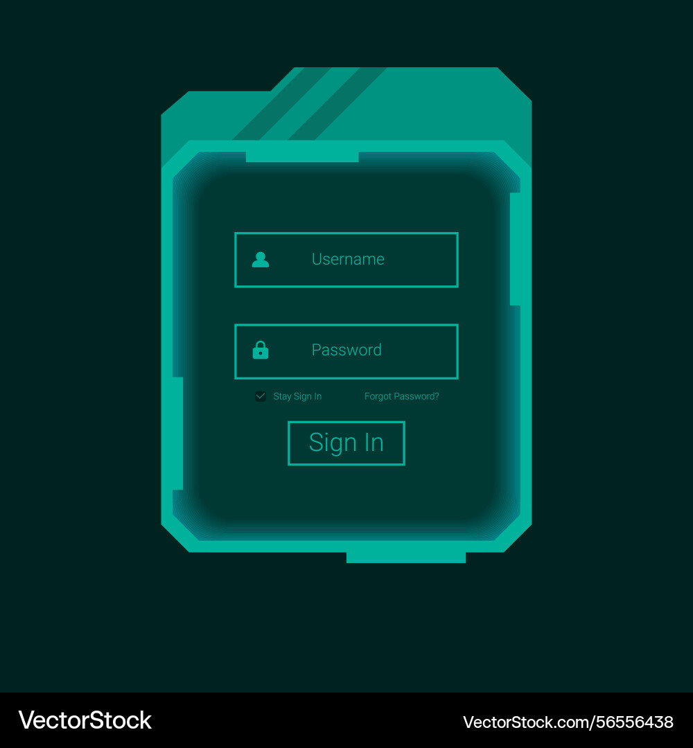 Futuristic teal login ui with sci fi interface Vector Image