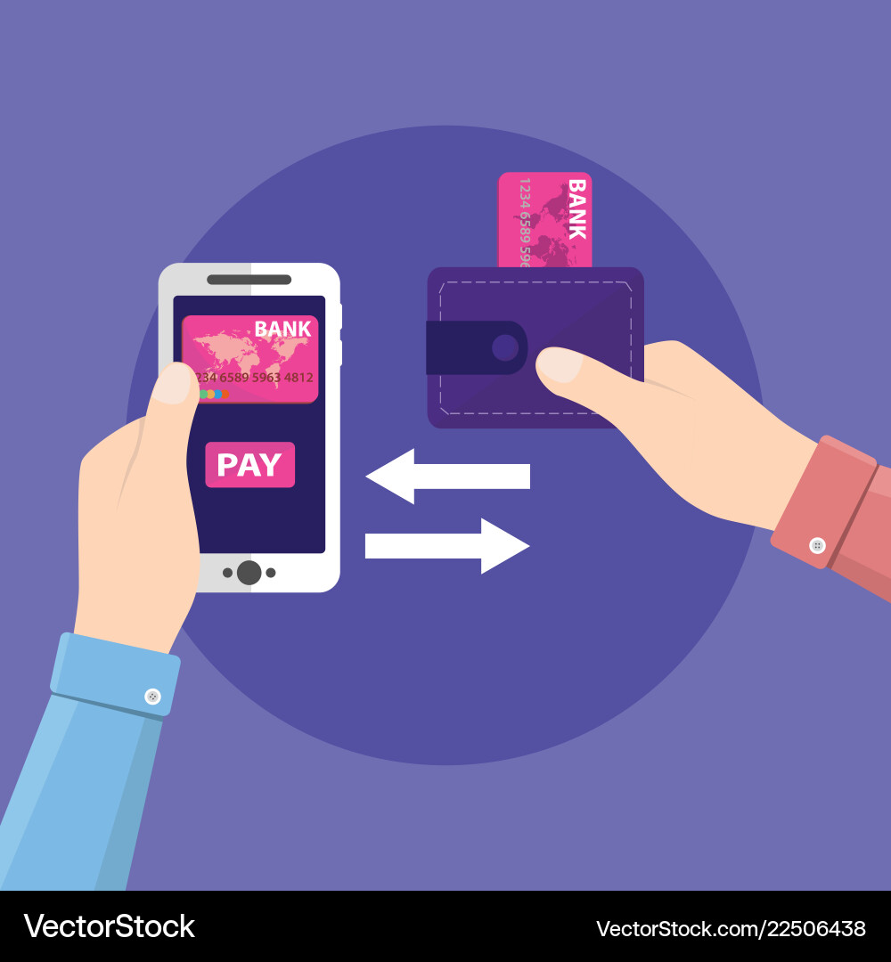 Geldtransfer von Geldbörse in Handy Geldtransfer von Geldbörse in Handy vektorbild