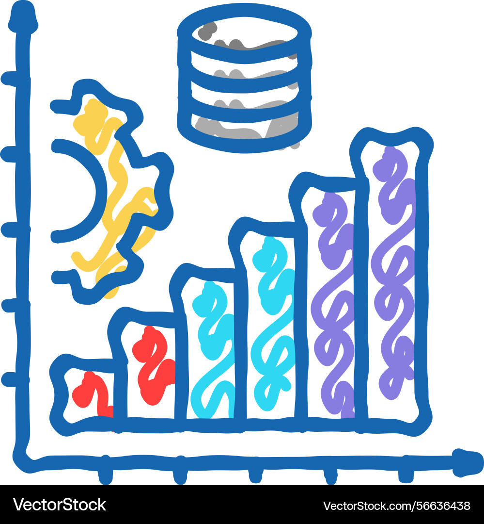 Performance tuning database icon doodle Vector Image