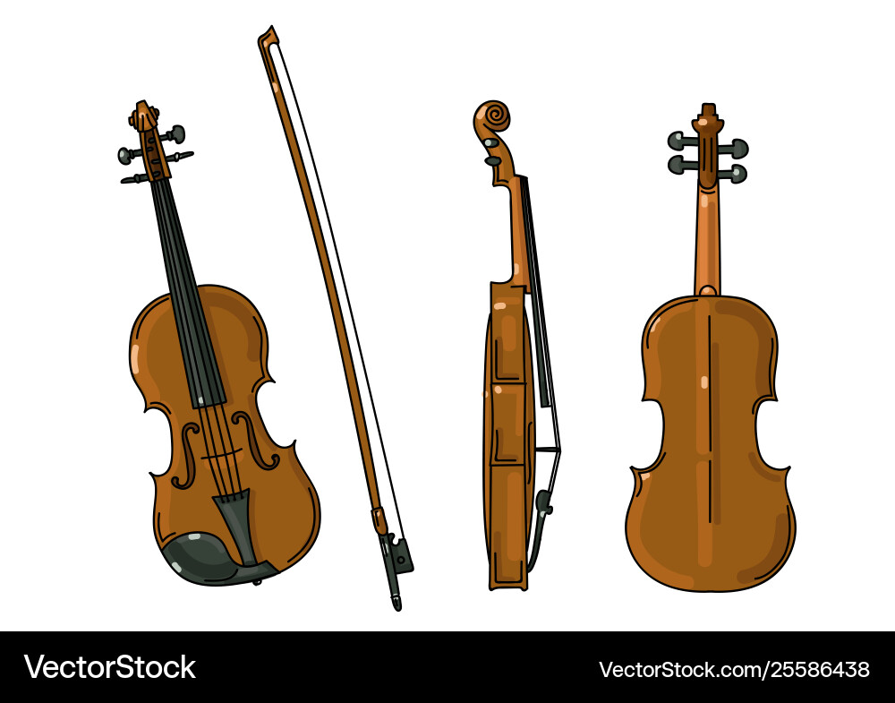 Violin in different angles view front side Violin in different angles view front side vector image