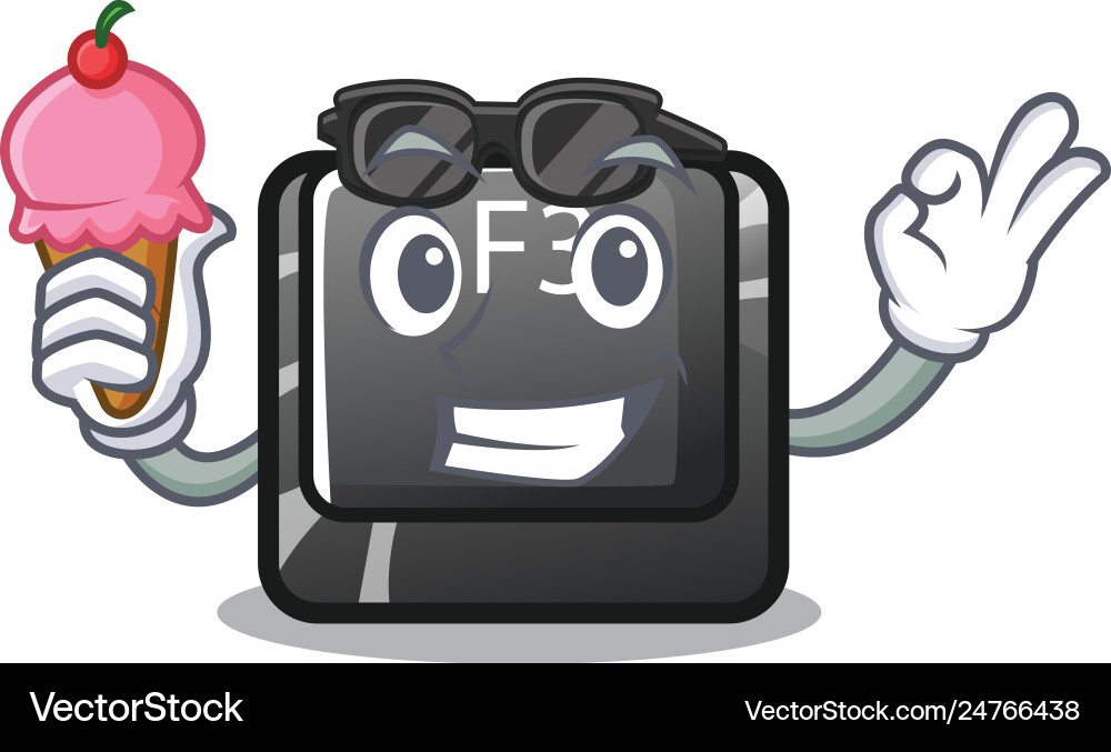 With ice cream button f3 on character keyboard With ice cream button f3 on character keyboard Vector Image