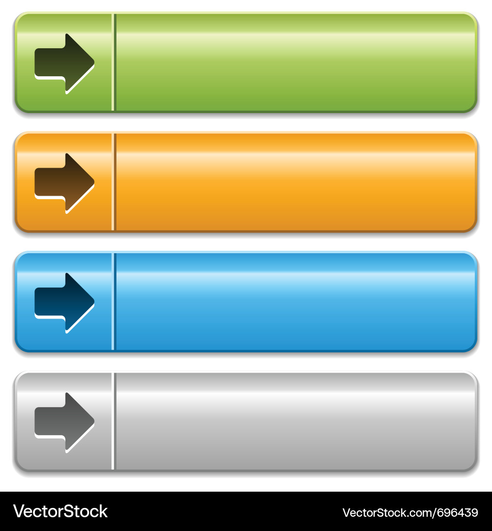 Arrow Buttons with Color Reflection Vector Image