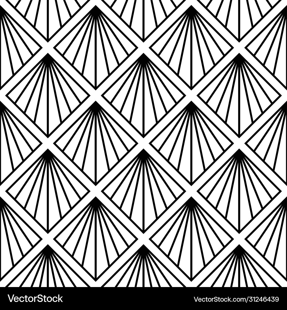 Art deco pattern black white background Royalty Free Vector