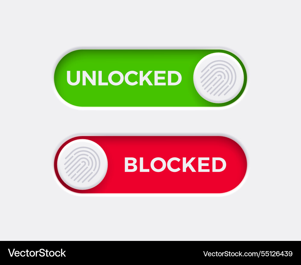 Blocked and unlocked toggle switch buttons Blocked and unlocked toggle switch buttons vector image