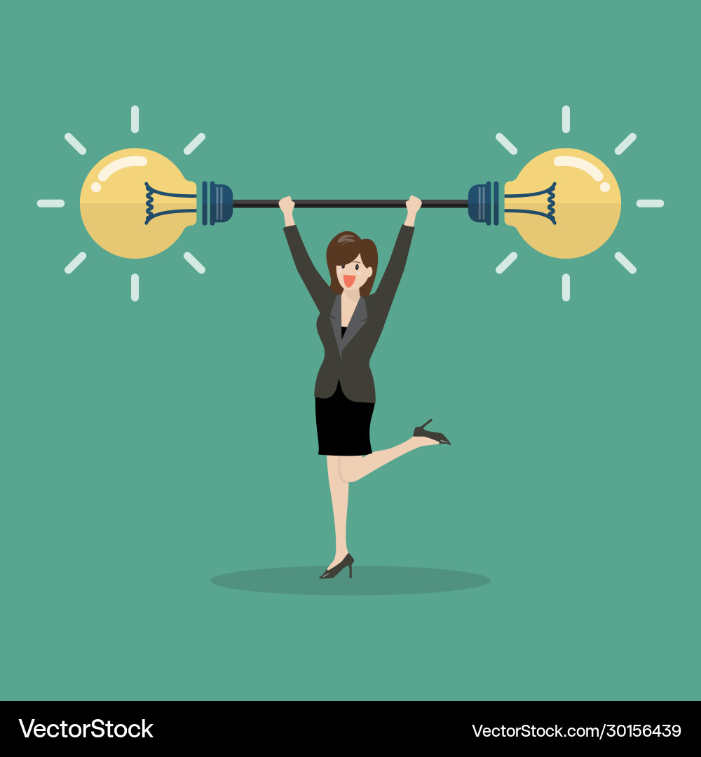 Business woman lifting exercise with barbell idea vector image