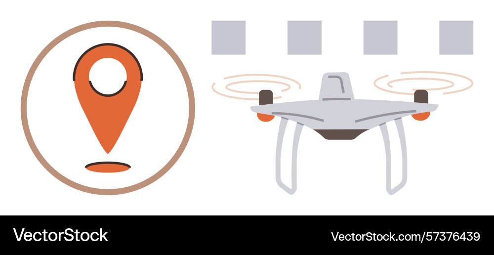 Drone with location pin highlighting navigation Vector Image