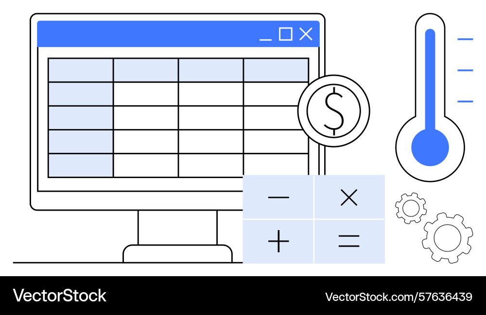 Financial analysis and data management displayed Vector Image