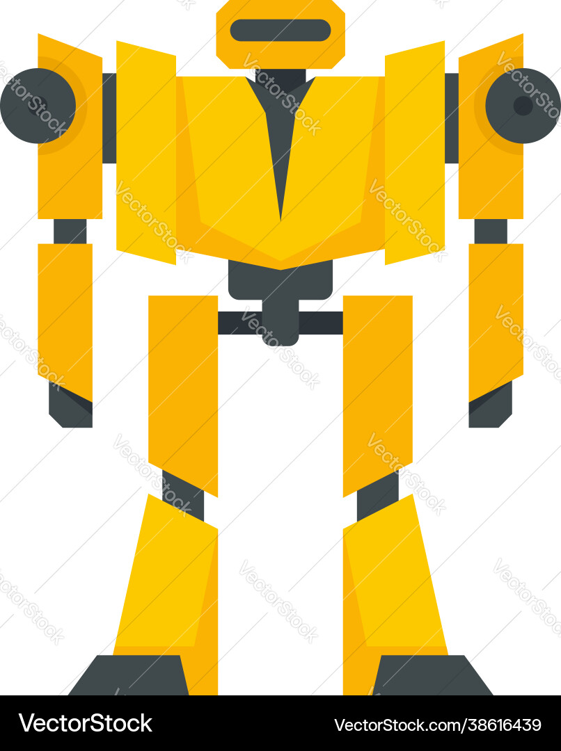 Guard robot transformer icon flat isolated Vector Image
