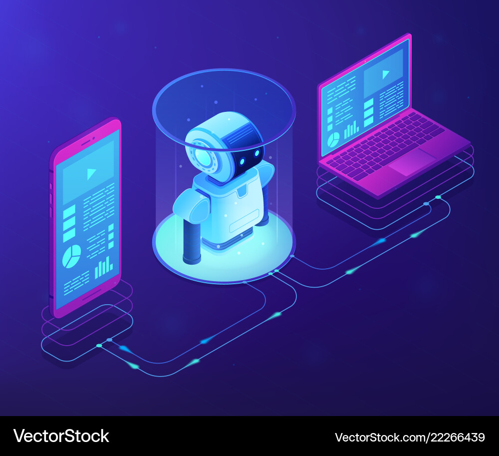 Robotics Control System - Isometric vector image