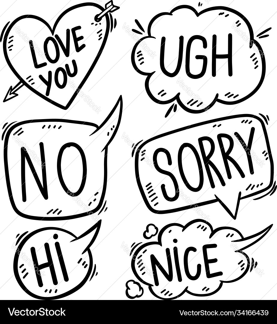 Set hand drawn comic style speech bubbles Vector Image