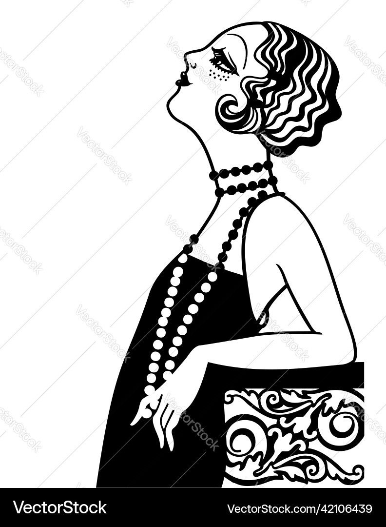 Vintage flapper girl in 1920s style fashion dress Vintage flapper girl in 1920s style fashion dress vector image