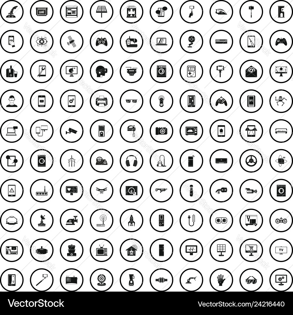 100 software engineering icons set simple style Vector Image