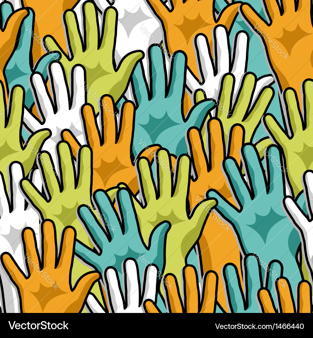 Hands Up - Diversity Pattern Vector Image