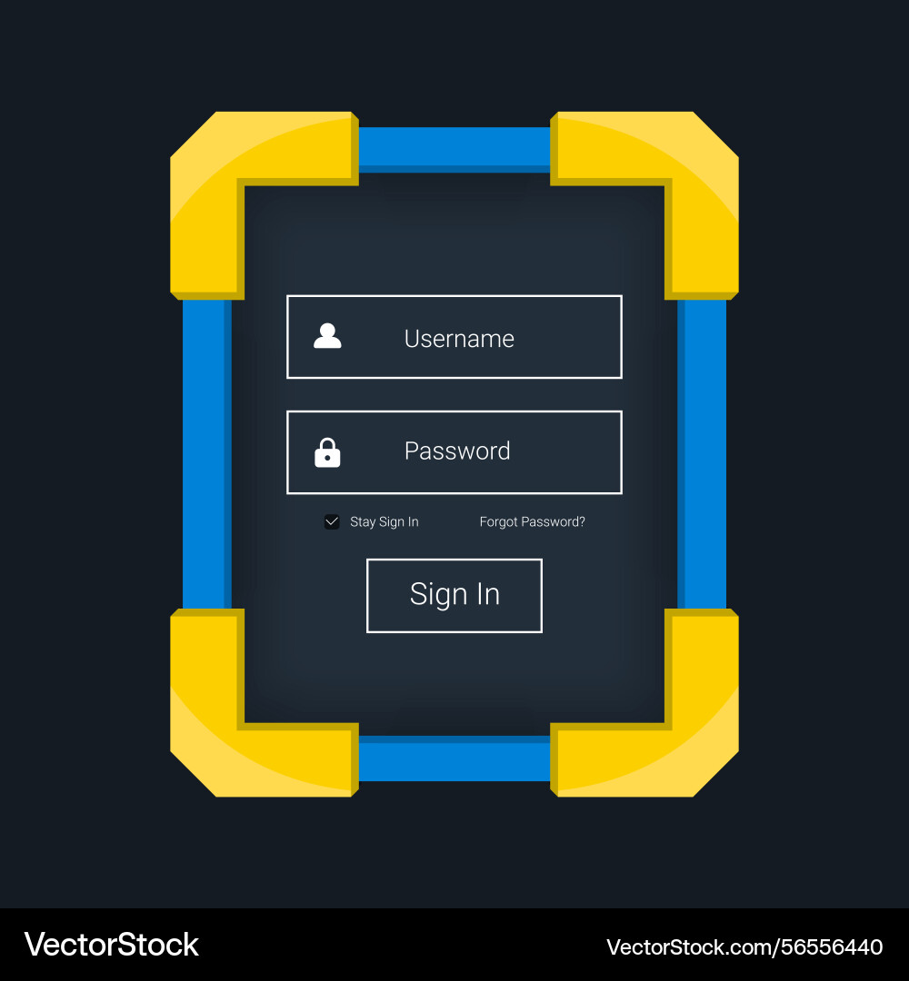 Modernes Login ui Design mit buntem Rahmen Vektorbild