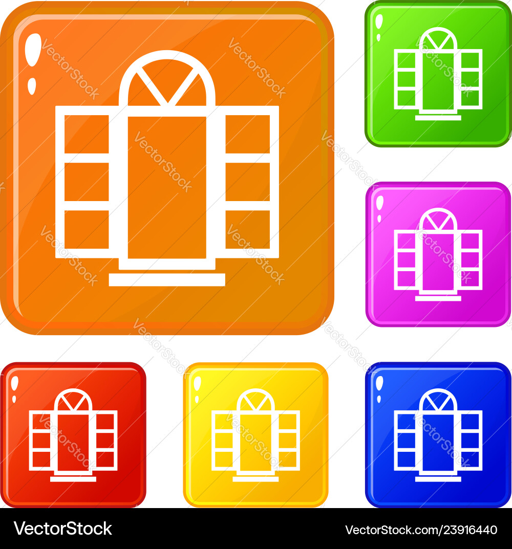 Open narrow window frame icons set color Open narrow window frame icons set color vector image