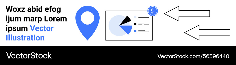 Pie chart analytics with map pin location Pie chart analytics with map pin location vector image