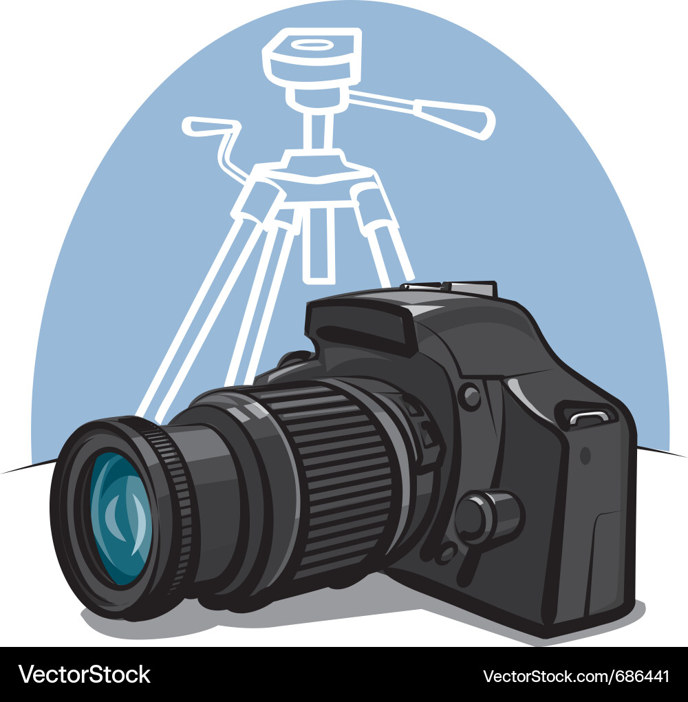 Digital Camera with Tripod Vector Image