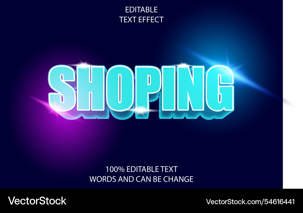 Editable text effect 3d emboss neon style Editable text effect 3d emboss neon style vector image