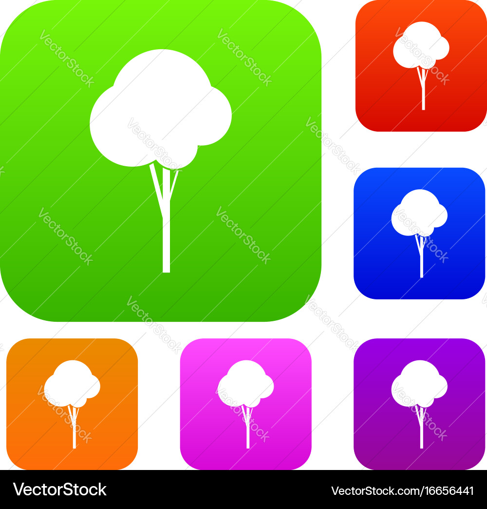 Fluffy tree set collection Vector Image