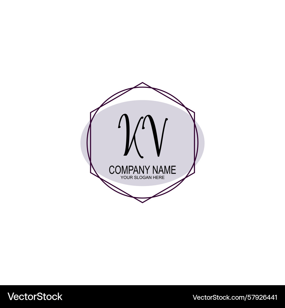Handwriting logo concepts with initial kv Vector Image