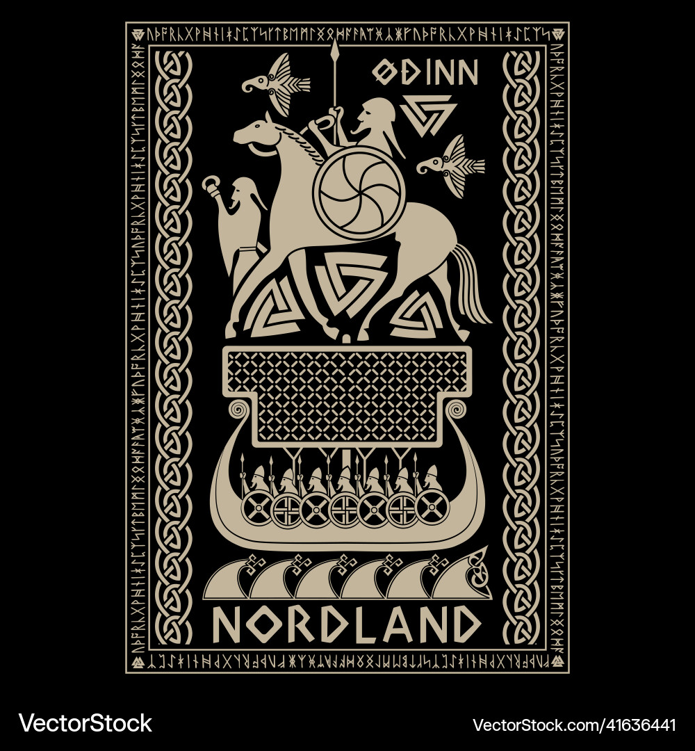 Scandinavian viking design god odin on a war