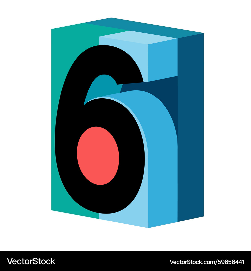 Stylized Number Six - Geometric Art – Royalty-Free Vector