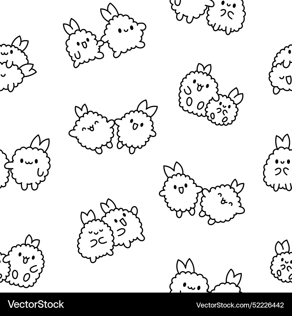 Cute couple fried shrimp tempura coloring page Cute couple fried shrimp tempura coloring page vector image